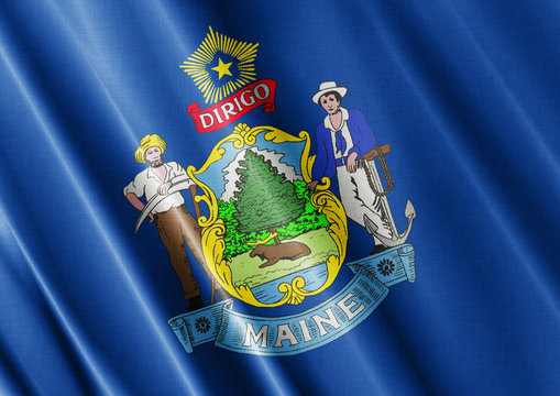 Maine waving flag close