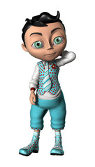 3D Rendering Cartoon Boy on White