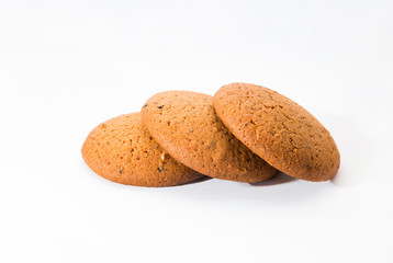 Oat cookies. 
Closeup of delicious oat cookies on white background.