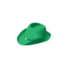 Homburg hat, green color, isolated, vector