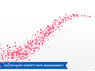Pink hearts trace trail vector background
