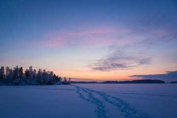Serene sunset sky at winter