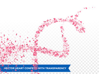 Pink hearts trace trail vector background
