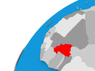 Fototapeta premium Burkina Faso on globe in red