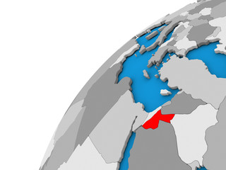 Jordan on globe in red