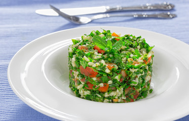 delicious tabbouleh or parsley, peppermint, spring onion, tomato