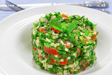 tabbouleh or parsley, peppermint, spring onion, tomato salad