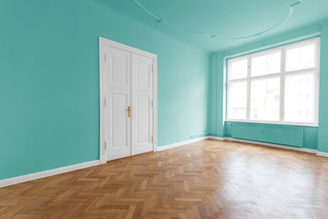 Apartment with mint green walls