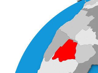 Botswana on globe in red