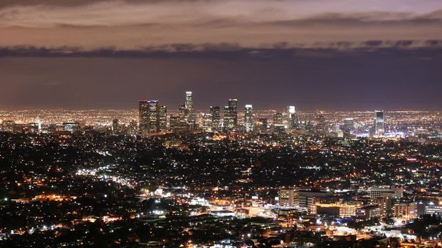 4K time lapse video of Los Angeles cityscape at night