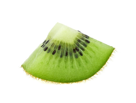 Slice of kiwi isolated on white background