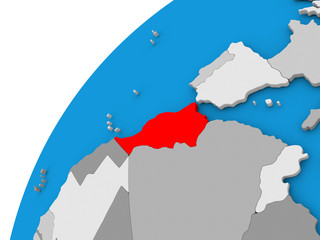 Obraz premium Morocco on globe in red