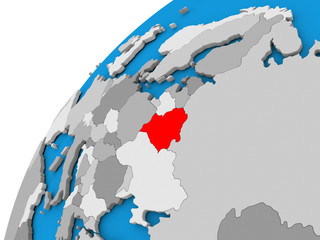 Belarus on globe in red