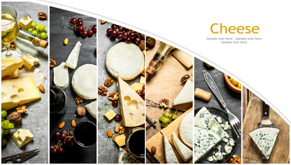 Food collage of cheese .