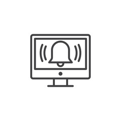 Computer alarm software line icon, outline vector sign, linear pictogram isolated on white. Symbol, logo illustration