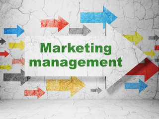 Marketing concept: arrow with Marketing Management on grunge wall background