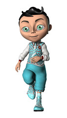 3D Rendering Cartoon Boy on White