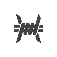 Barbed Wire icon vector, filled flat sign, solid pictogram isolated on white. Symbol, logo illustration