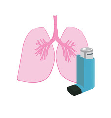 Vector image of lungs and an inhaler
