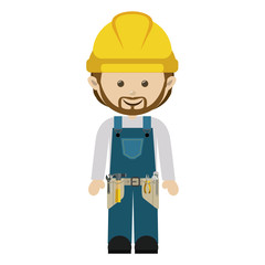 avatar worker with toolkit and beard vector illustration