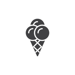 Ice cream cone icon vector, filled flat sign, solid pictogram isolated on white. Symbol, logo illustration