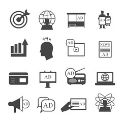 Marketing icons. Market sales and representative vector signs