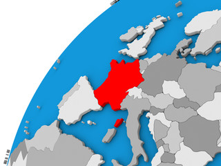 France on globe in red