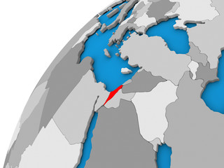 Israel on globe in red