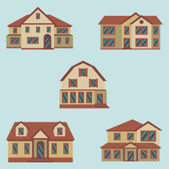 Fototapeta premium Vector illustration of color house set icons
