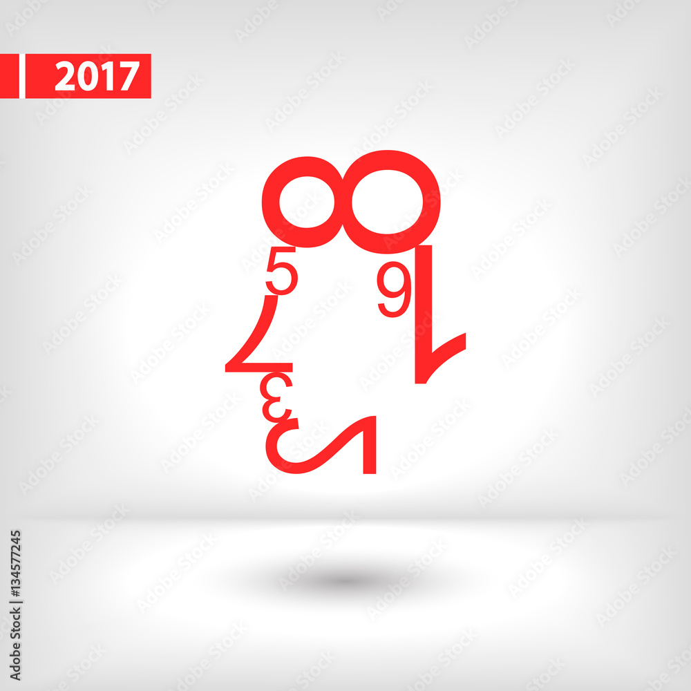 Poster human face of the data figures. human face numbers. mathematical abstraction icon, vector illustrahu