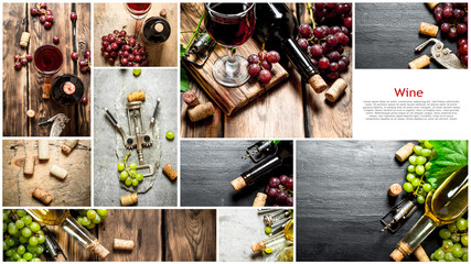 Food collage of red and white wine.