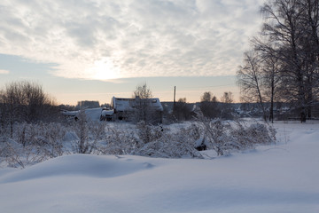 Fototapeta na wymiar Sunset in winter country
