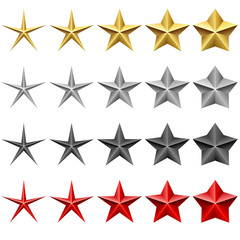 Star icons vector set isolated on white background.