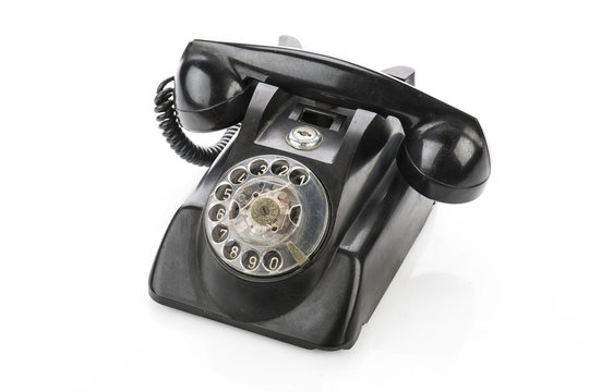 Vintage telephone isolated on a white background..