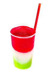 Colorful slushy, summer drink with straw