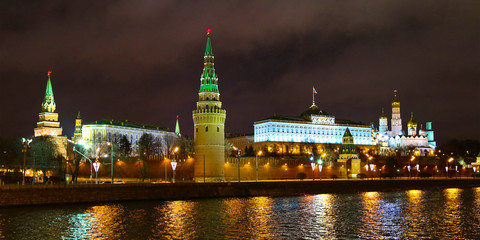 Russia, Moscow Kremlin night.