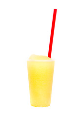 Colorful slushy, summer drink with straw