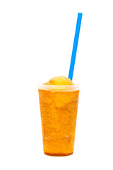 Colorful slushy, summer drink with straw