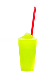 Colorful slushy, summer drink with straw