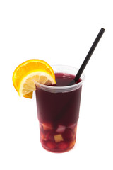 Cold drink vith fruits and straw