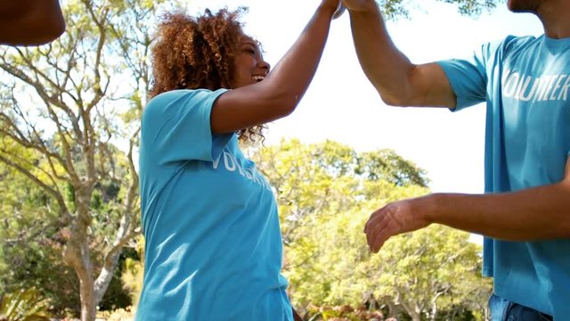 Group of volunteer having fun