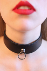 BDSM collar and red lips