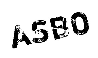 ASBO Anti-Social Behavior Order rubber stamp. Grunge design with dust scratches. Effects can be easily removed for a clean, crisp look. Color is easily changed.