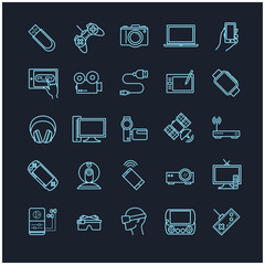 Line icons set - gadgets, devices,electronic