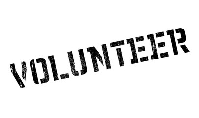 Volunteer rubber stamp. Grunge design with dust scratches. Effects can be easily removed for a clean, crisp look. Color is easily changed.