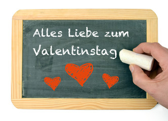 alles Liebe zum Valentinstag Kreidetafel mit Herzen