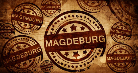 Magdeburg, vintage stamp on paper background