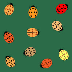 Ladybug and circle seamless pattern