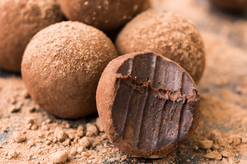 Homemade energy balls with chocolate