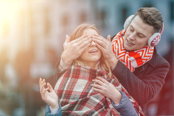 young beautiful couple full of love. Valentine's Day